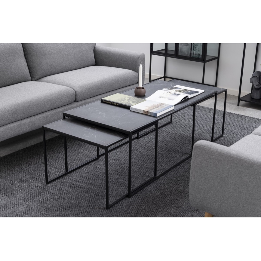 Ensemble de tables basses ALMA 3 pcs anthracite
