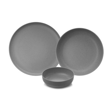 Ensemble de vaisselle 12 pièces gris en porcelaine