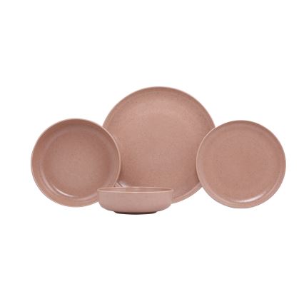 Ensemble de vaisselle 16 pièces marron/beige/porcelaine