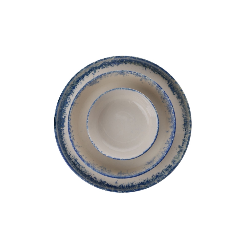Ensemble de vaisselle 24 pièces blanc/bleu/porcelaine