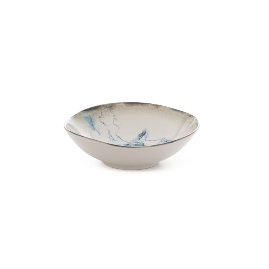 Ensemble de vaisselle 24 pièces en porcelaine, blanc/bleu