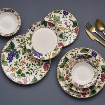 Ensemble de vaisselle 24 pièces, multicolore, en céramique
