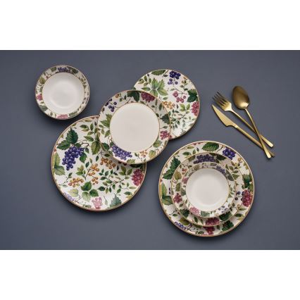 Ensemble de vaisselle 24 pièces, multicolore, en céramique