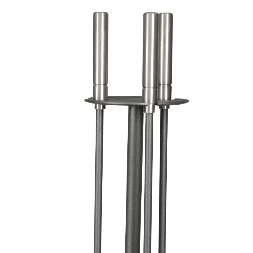 Ensemble d'outils de cheminée et panier à bois avec poignet 5 pce chrome mat