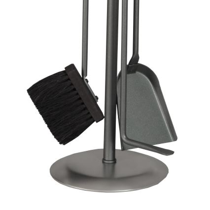 Ensemble d'outils de cheminée et panier à bois avec poignet 5 pce chrome mat