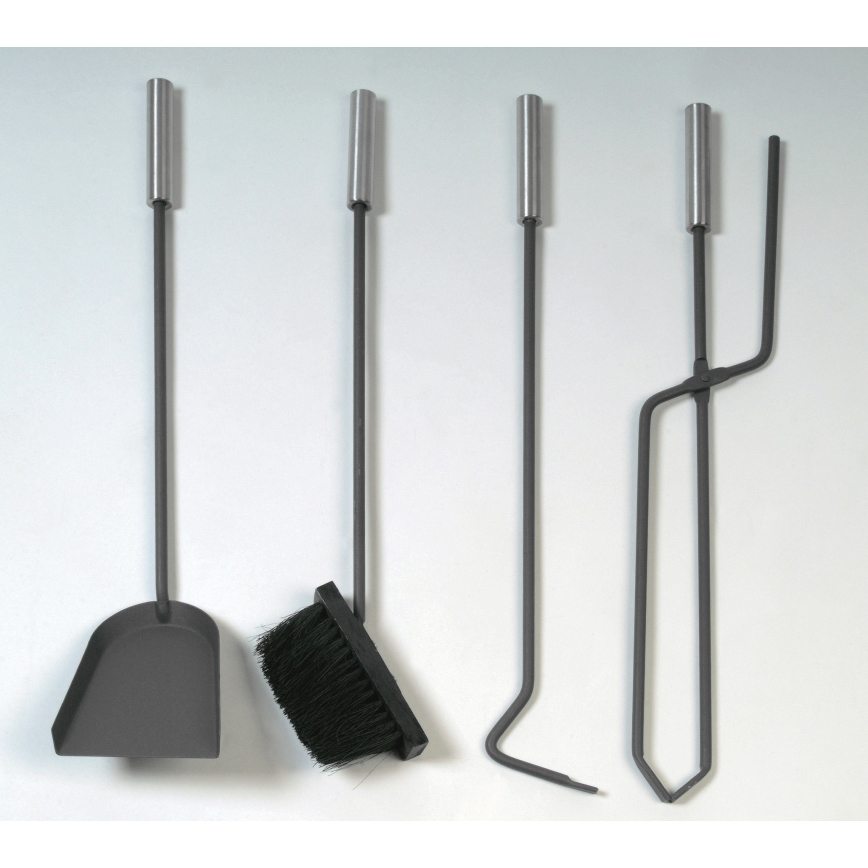 Ensemble d'outils de cheminée et panier à bois avec poignet 6 pce anthracite