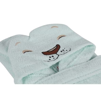 Ensemble pour la toilette enfants ASLAN - peignoir, serviette, gant de toilette menthe