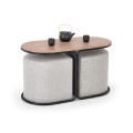 Ensemble table basse NILDO 90 x 45 cm + 2 tabourets marron/gris