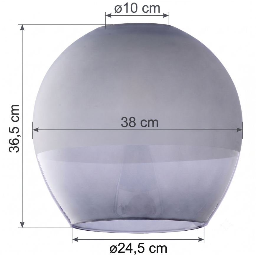 Ersatzglas für Kronleuchter KULA E27, Ø 38 cm, rauchgrau