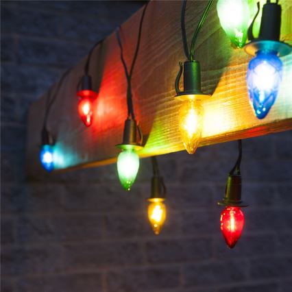 Erweiterbare LED-Außenlichterkette CONE FILAMENT 20xE10 14m mehrfarbig/warmweiß IP44, Hergestellt in der EU