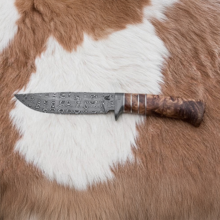 Esclusivo coltello Damasco 14,4 cm castagno/dente di mammut