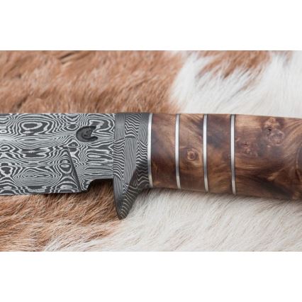 Esclusivo coltello Damasco 14,4 cm castagno/dente di mammut