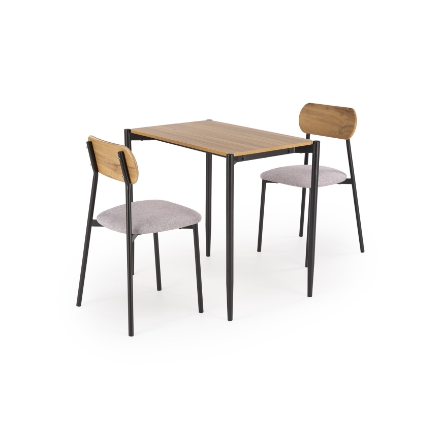 Ess-Set NANDO 84x54 cm grau/braun/schwarz