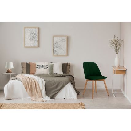 Esszimmerstuhl BAKERI 86x48 cm Dunkelgrün/helles Eichenholz