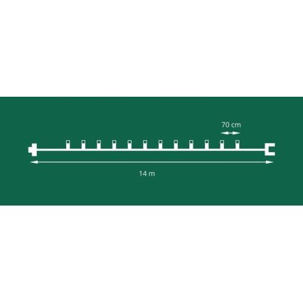 Estensione LED per esterno Catena natalizia FELICIA FILAMENT 20xE10 14m colorato/bianco caldo IP44, Made in the EU