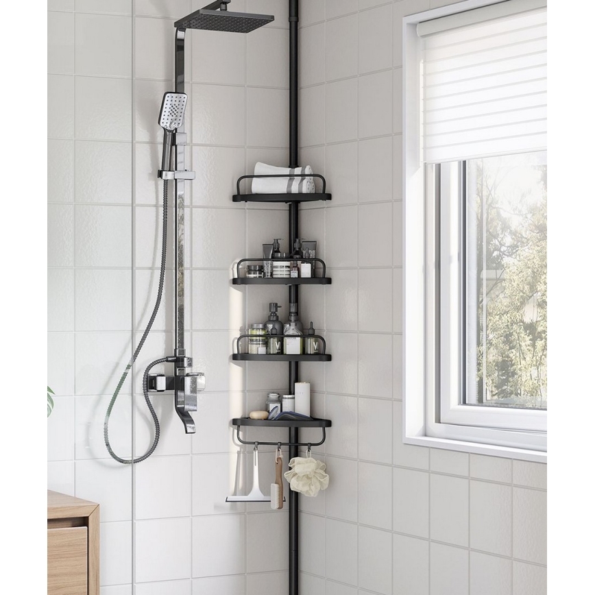 Étagère d'angle pour salle de bains DEX noire