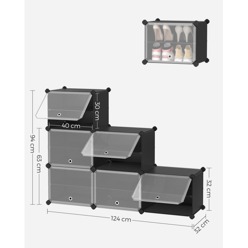 Étagère modulaire à compartiments BOXIFY, noire