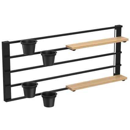Étagère murale avec pots de fleurs et LED luminaire SHELF 50x118 cm noir/beige/pin