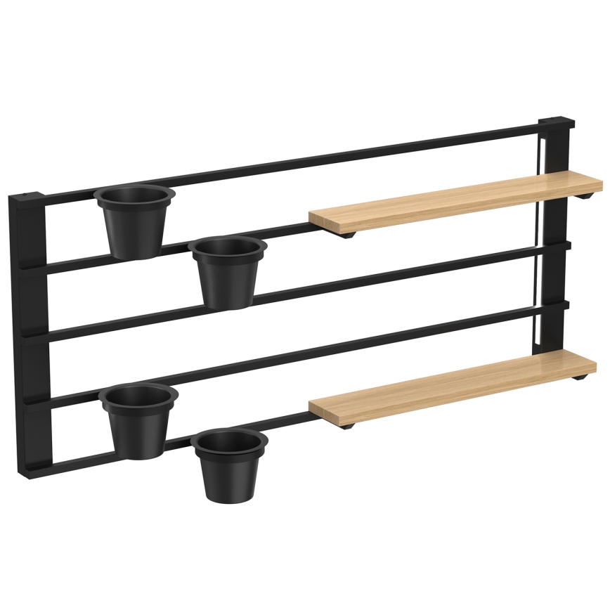 Étagère murale avec pots de fleurs et LED luminaire SHELF 50x118 cm noir/beige/pin