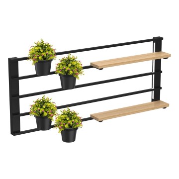 Étagère murale avec pots de fleurs et LED luminaire SHELF 50x118 cm noir/beige/pin