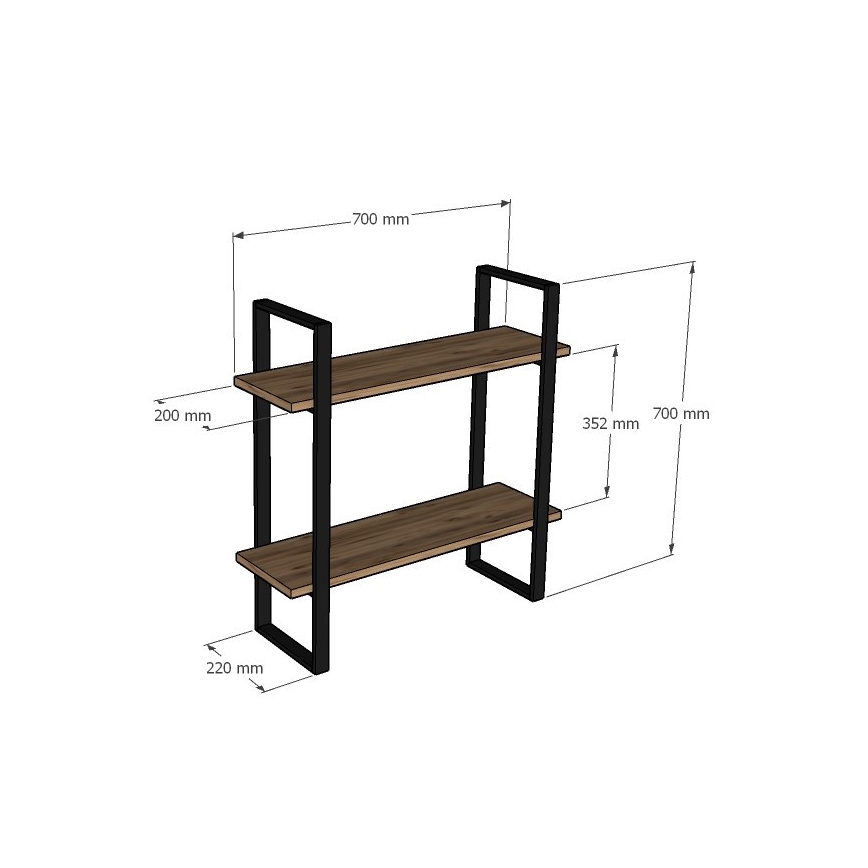 Etagère murale BUBA 70x70 cm marron/anthracite