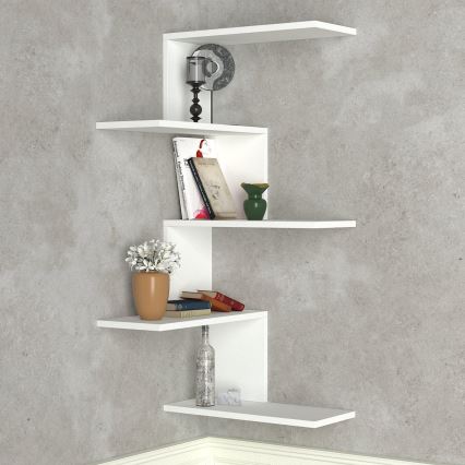Étagère murale d'angle CANIKO 109x51,5 cm blanche
