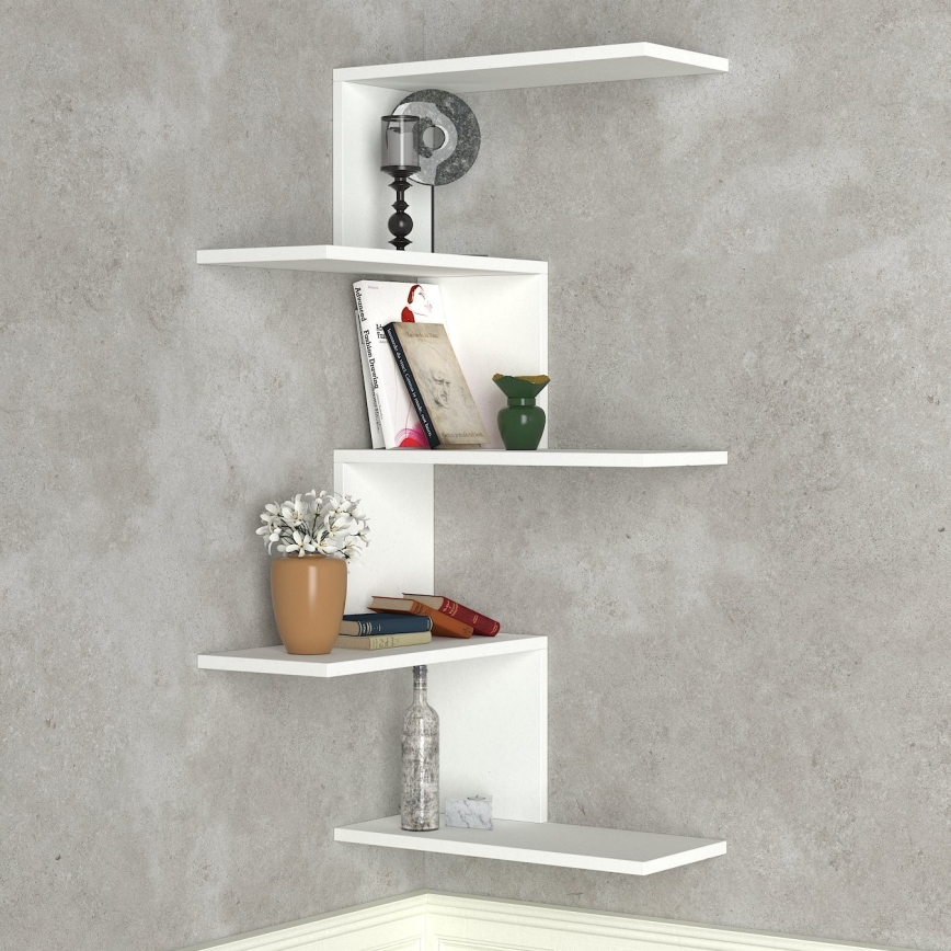Étagère murale d'angle CANIKO 109x51,5 cm blanche
