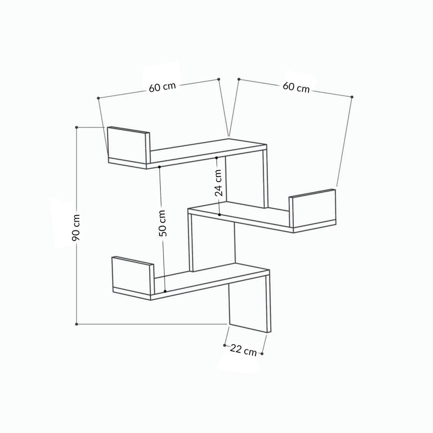 Étagère murale d'angle LUKSA 90x60 cm blanche