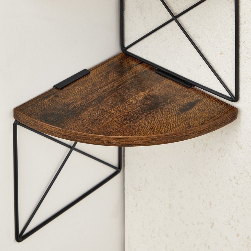 Étagère murale d'angle SNAKE marron/noir