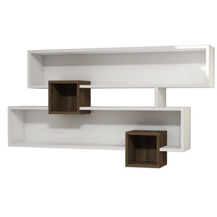 Étagère murale KAREN 120 x 72,2 cm blanche/noyer
