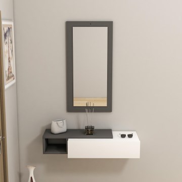 Etagère murale + miroir mural VIEN blanc/anthracite