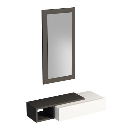 Etagère murale + miroir mural VIEN blanc/anthracite