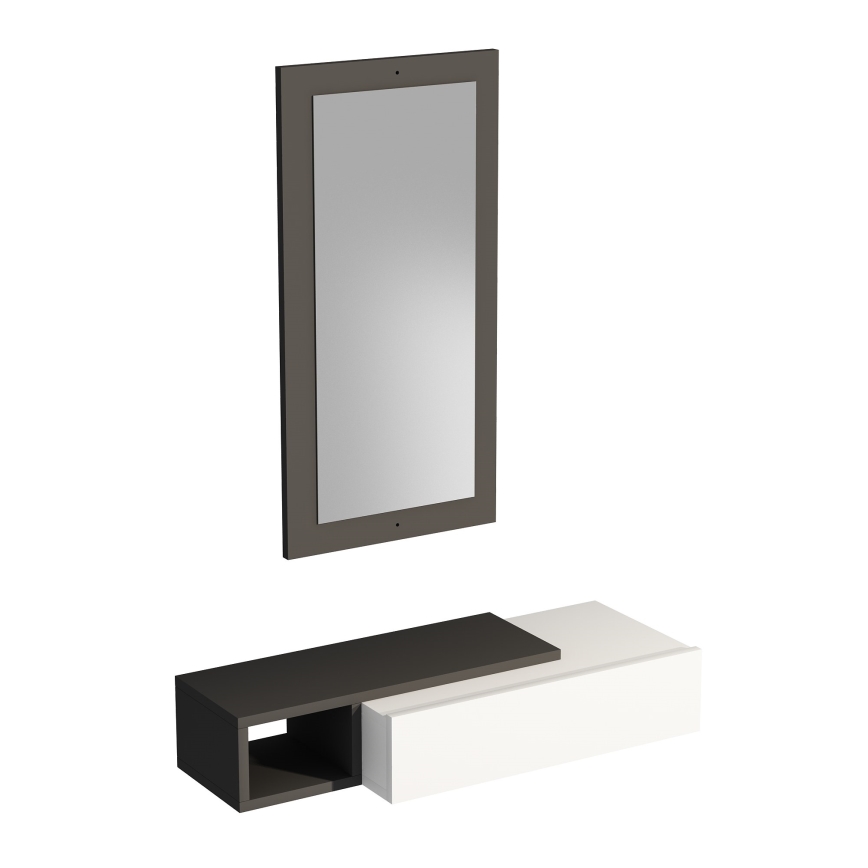 Etagère murale + miroir mural VIEN blanc/anthracite