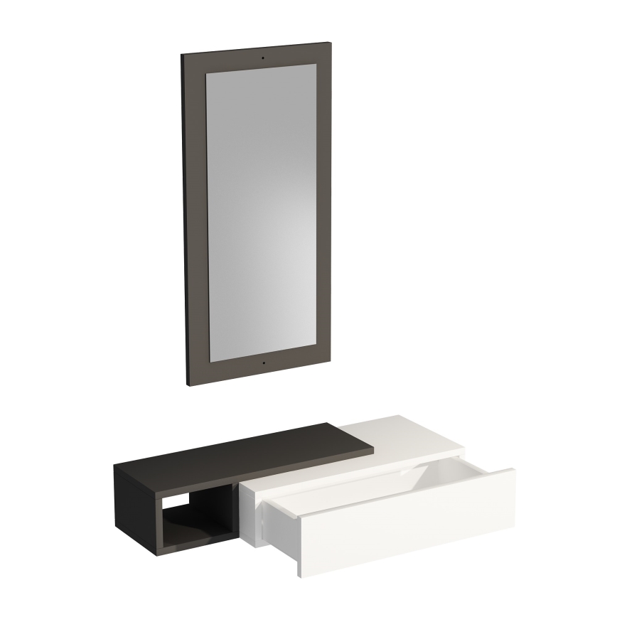 Etagère murale + miroir mural VIEN blanc/anthracite