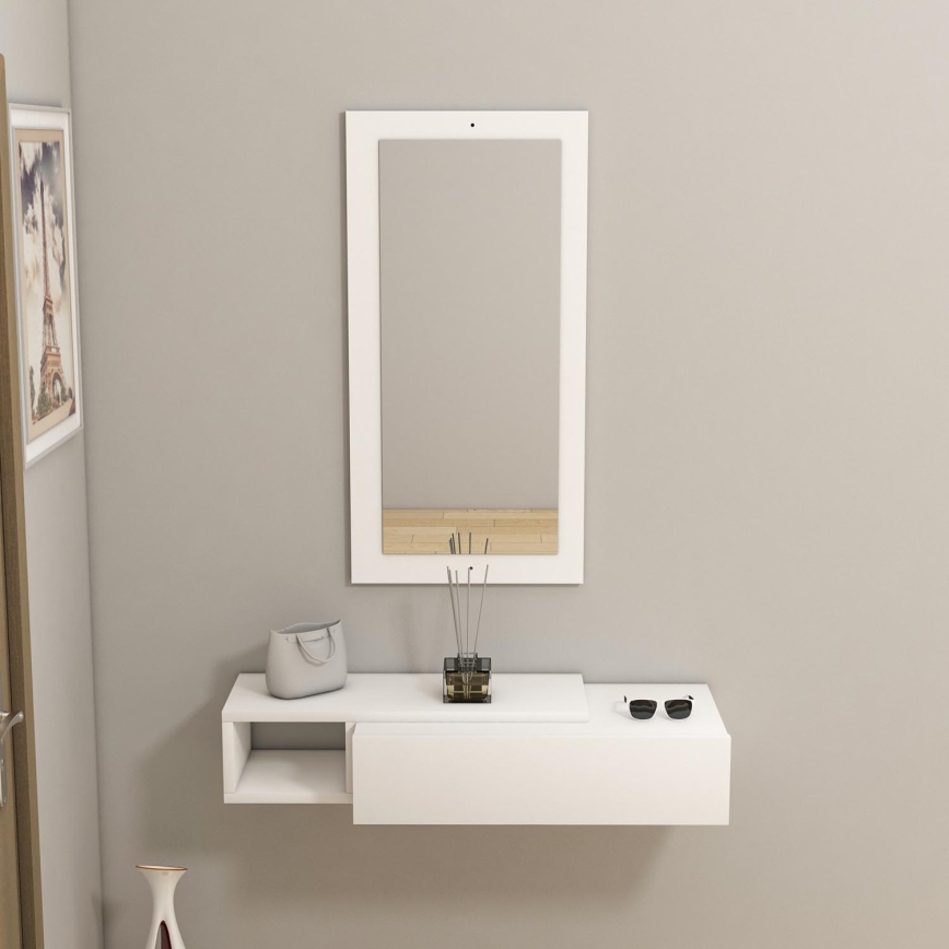 Etagère murale + miroir mural VIEN blanc