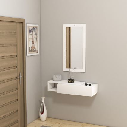 Etagère murale + miroir mural VIEN blanc