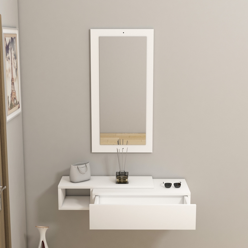 Etagère murale + miroir mural VIEN blanc