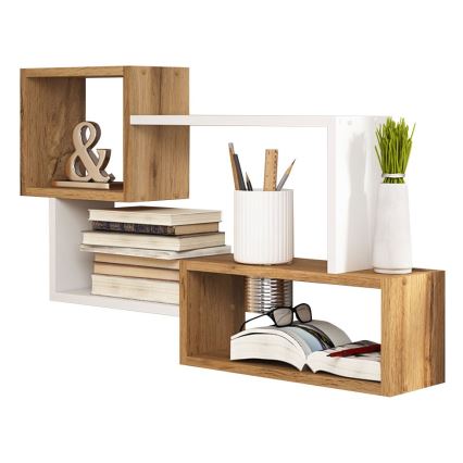 Étagère murale TRIO 87x54x18 cm chêne Wotan/blanc