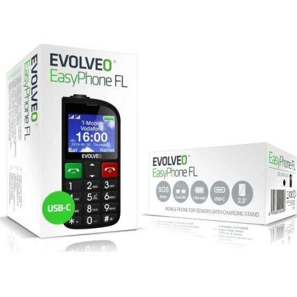 Evolveo - EasyPhone FL, telefono per anziani, nero