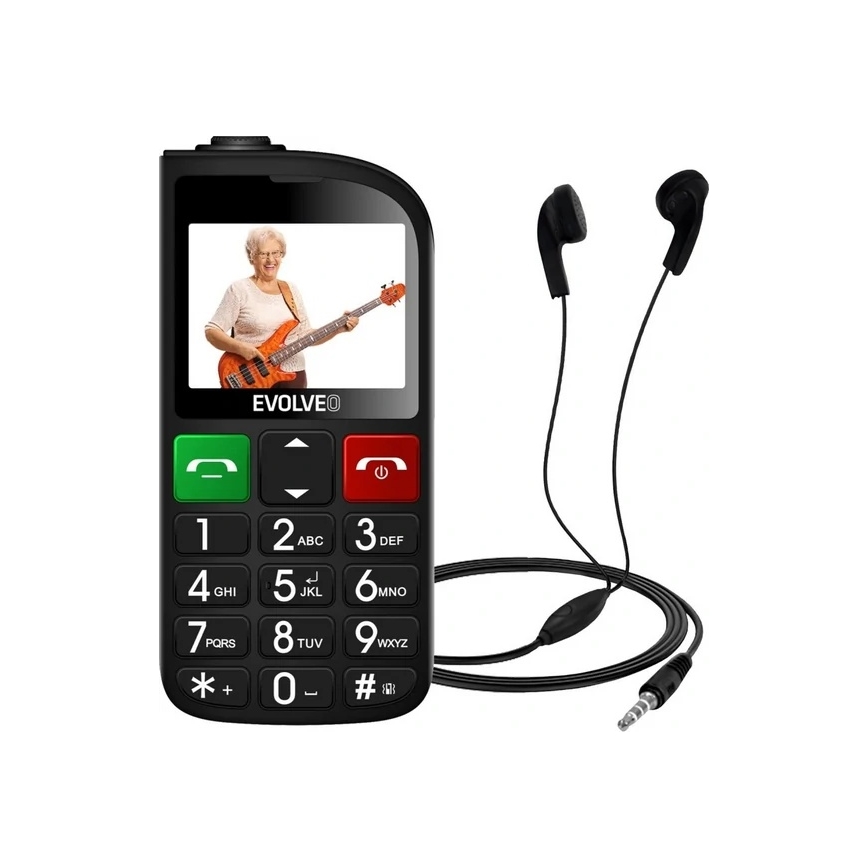 Evolveo - EasyPhone FL, téléphone mobile pour seniors noir