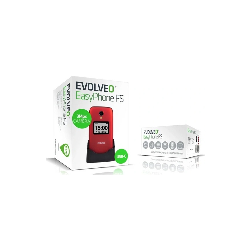 Evolveo - EasyPhone FS, telefono cellulare a conchiglia 2.8 rosso