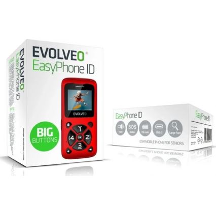 Evolveo - EasyPhone ID telefono per anziani rosso