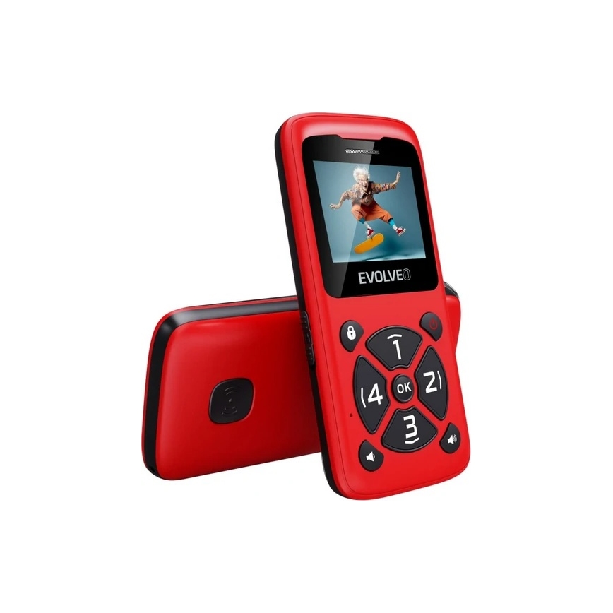 Evolveo - EasyPhone ID téléphone mobile pour seniors rouge