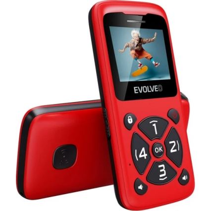Evolveo - EasyPhone ID, téléphone portable pour seniors, rouge