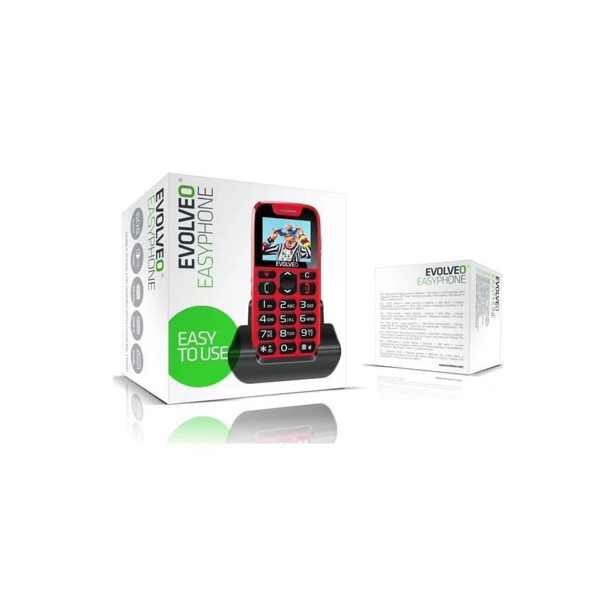 Evolveo - EasyPhone, telefono cellulare per anziani, rosso