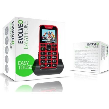 Evolveo - EasyPhone, téléphone portable pour seniors, rouge