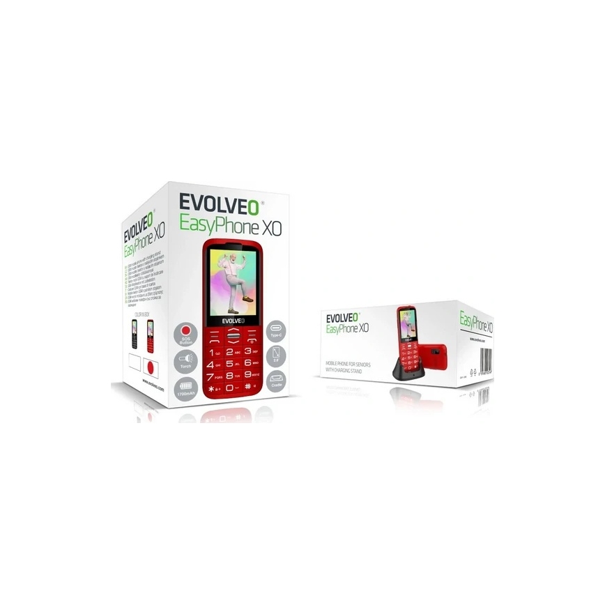 Evolveo - EasyPhone XO telefono cellulare per anziani rosso