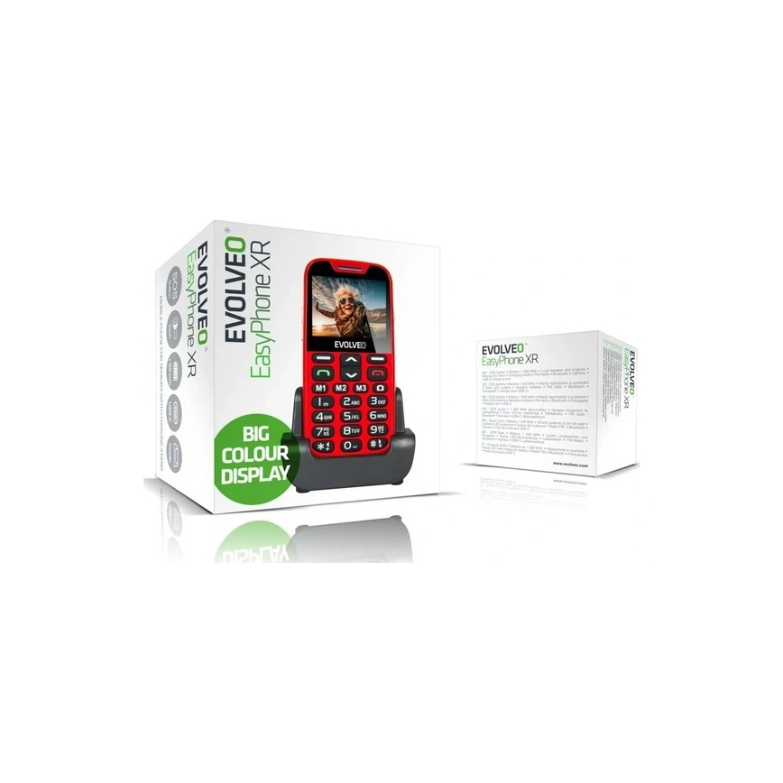 Evolveo - EasyPhone XR, téléphone mobile 4G pour seniors, rouge