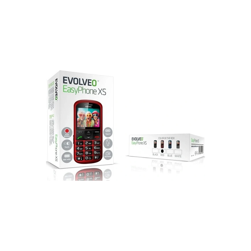 Evolveo - EasyPhone XS, téléphone portable pour seniors rouge