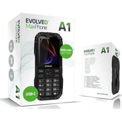 Evolveo - MaxPhone A1, telefono Dual SIM a tasti, nero